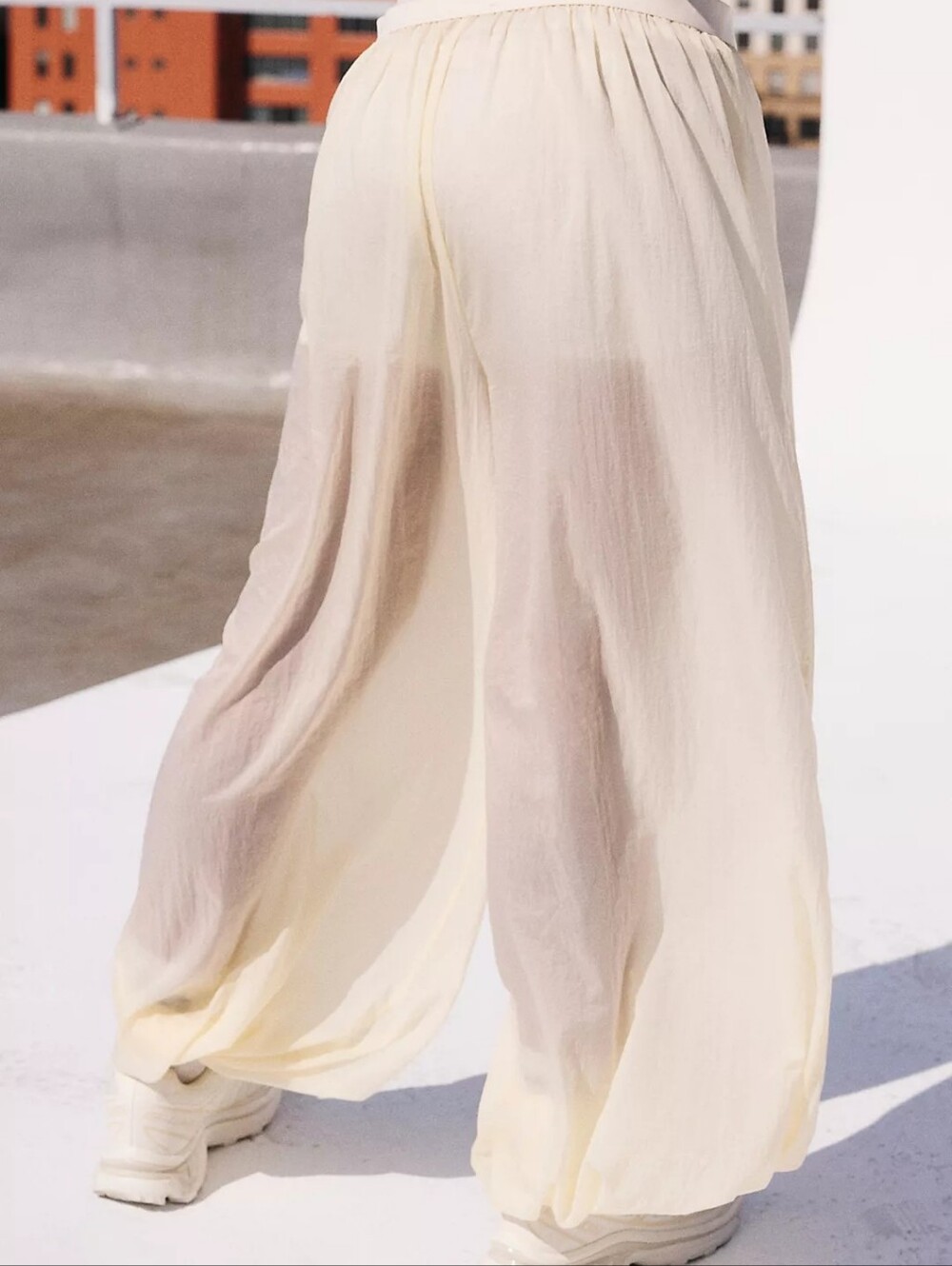 Nwr Free People Movement Sheer Baloon Pants Size Medium Ivory - Picture 3 of 4